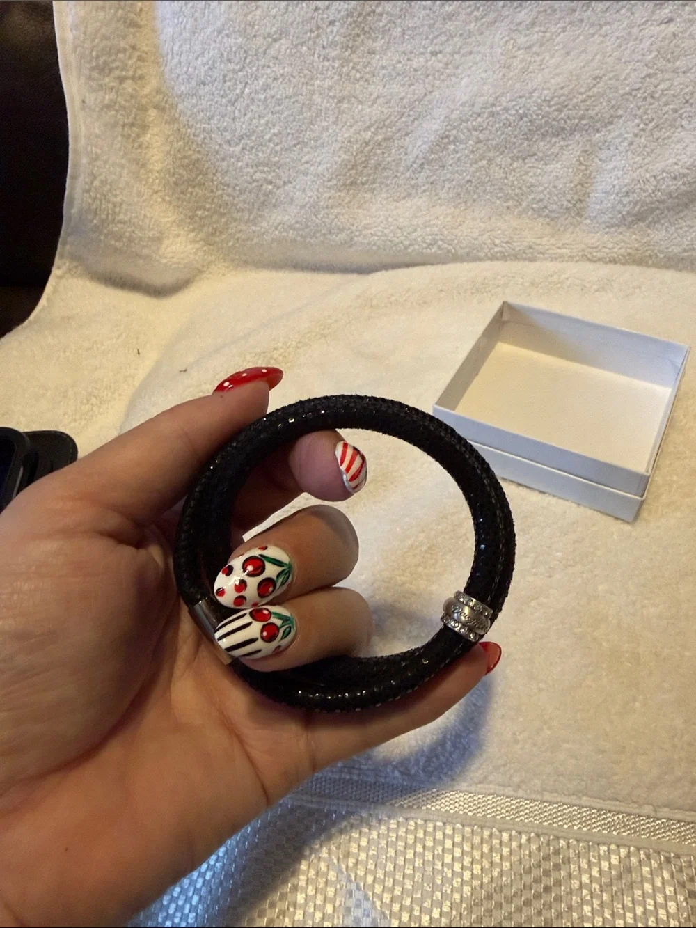 Brighton Black Sparkle Double Wrap Bracelet with Silver Charm